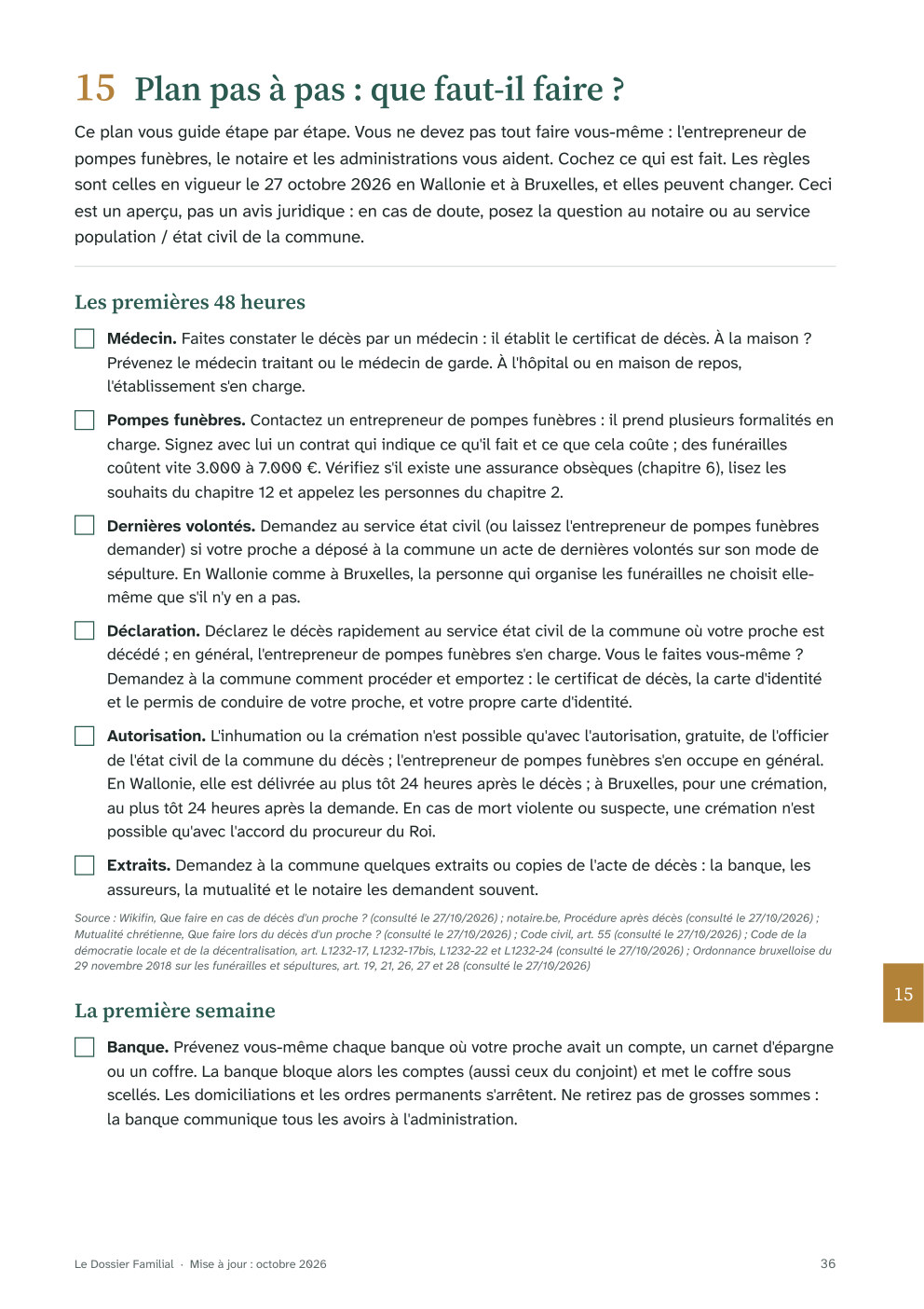 Page du plan pas à pas pour vos proches